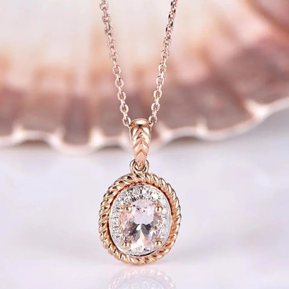 💥 Circle Crystal Pure Oval Gems Dainty Pendant Necklaces for Women, EVGG1063
